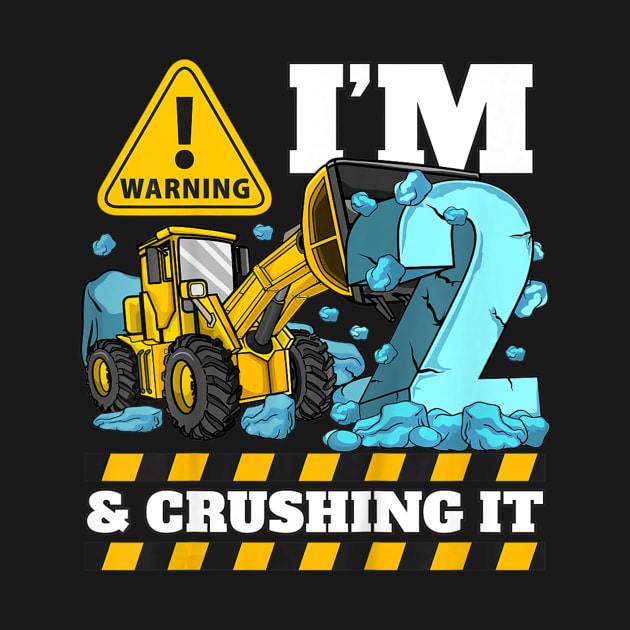 Kids Construction Truck 2nd Birthday Shirt Boy 2 Bulldozer Digger by LaurieAndrew