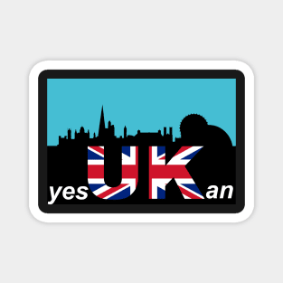 UK, flag, London cityscape Magnet