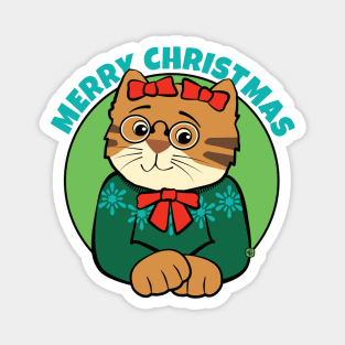 Merry Christmas Sweater Cat Magnet