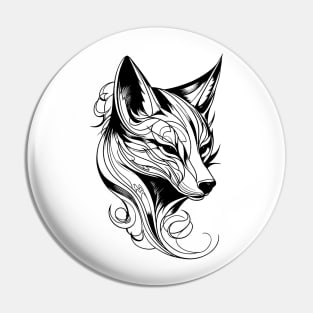 Minimalist Kitsune 3: Modern Interpretation of Japanese Mythical Creature Pin