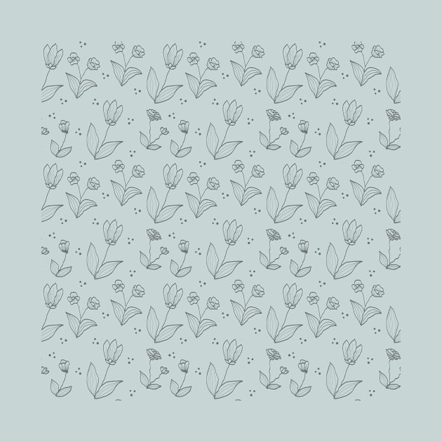 Grey Floral Hand drawn Pattern Product by iorozuya