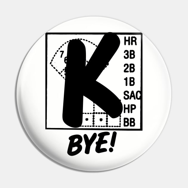 Strikeout Baseball K Bye Strike 3 Pitcher Funny Baseball Tailgate Pin by TeeCreations