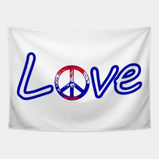 Fourth Of July Red White Blue Peace Sign Tapestry