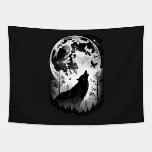 Lonely Howl at the Moon Tapestry