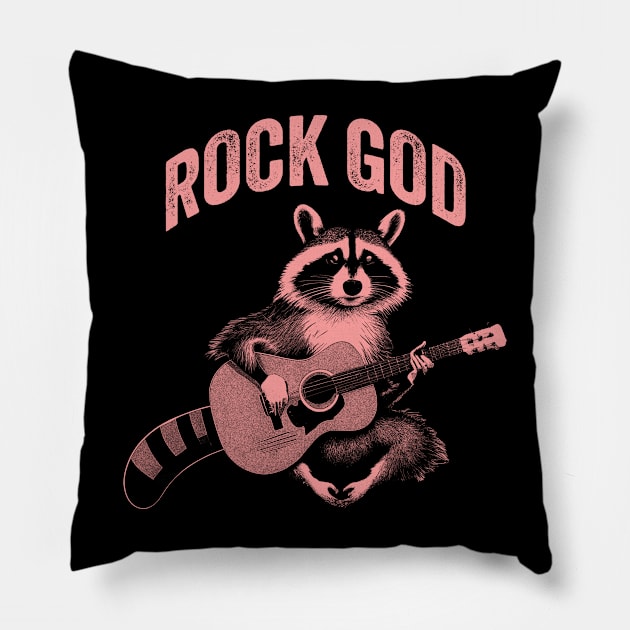 Rock God Raccoon Pillow by n23tees