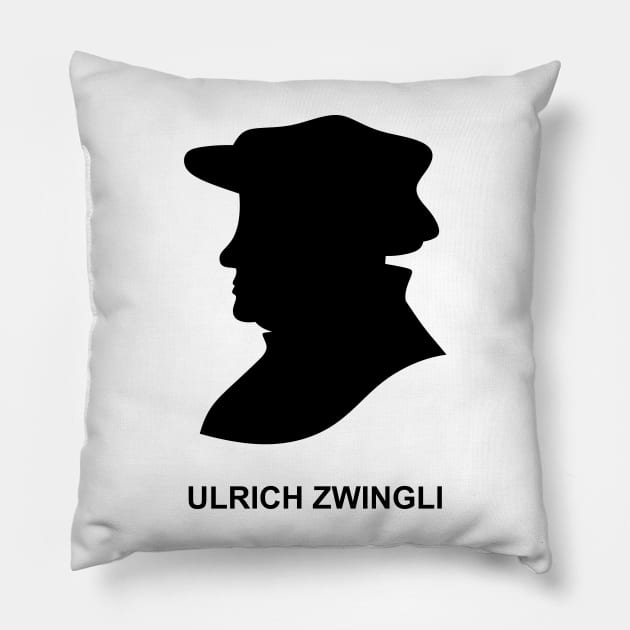 Silhouette of the Christian reformer and theologian Ulrich Zwingli Pillow by Reformer