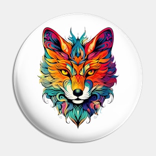 Psychedelic Trippy Fox Face Pin