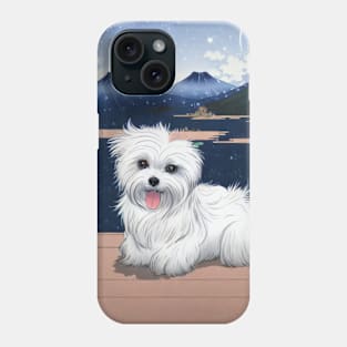 Cute Shih Tzu Maltese Dog Puppy at Japanese Mounts of Fuji Phone Case