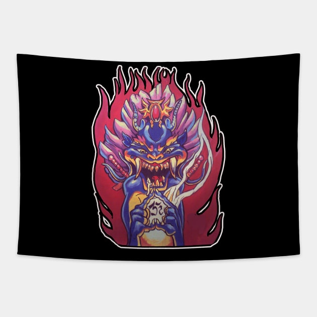 Om Demon Tapestry by Biomek