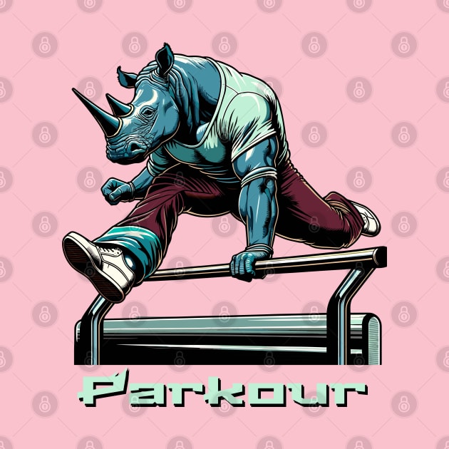 Dynamic Rhino Parkour Digital Art - Wildlife Parkour by TimeWarpWildlife