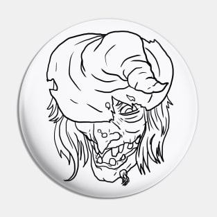 Scary Witch Monster Horror Black Lineart Pin