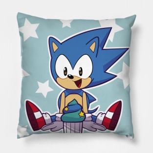 Classic Sonic bday with background Pillow