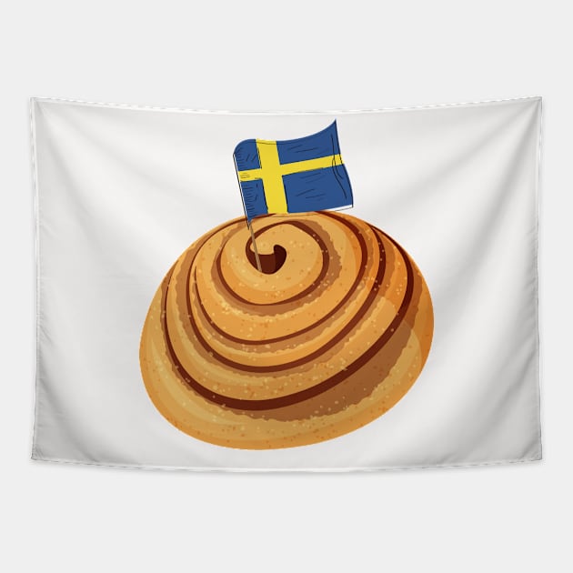 Swedish Kanelbulle Cinnamon Bun Tapestry by alvarsprints