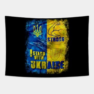 I Stand With Ukraine Strong ukrainian air force Vintage Ukraine Flag Tapestry