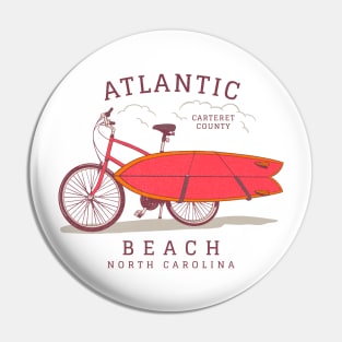 Atlantic Beach, NC Summer Vacation Bike and Surfboard Pin