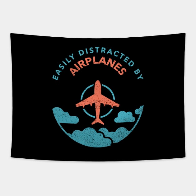 Easily Distracted By Airplanes Tapestry by MONMON-75