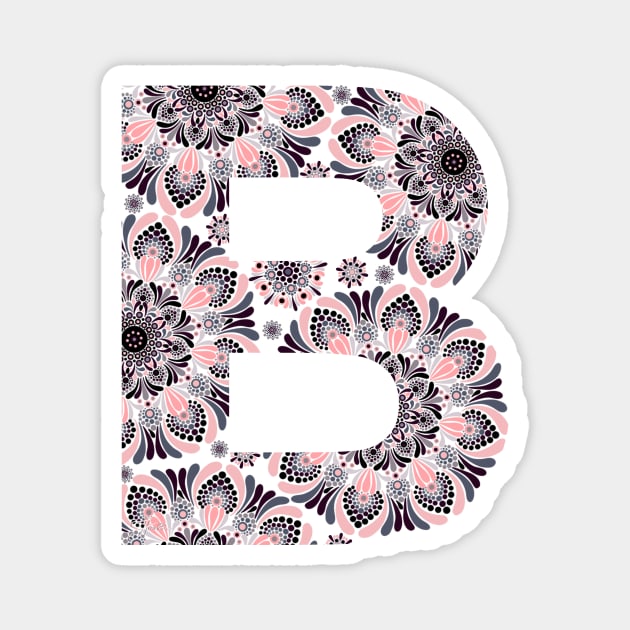 Dark Mandala Letter Capital B grey Magnet by Shaseldine