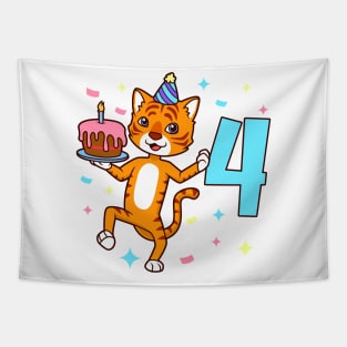 I am 4 with tiger - boy birthday 4 years old Tapestry