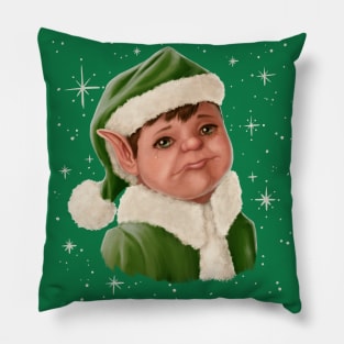 Sad Elf Blue Christmas Pillow