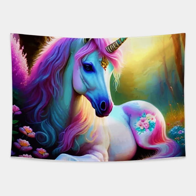 Baby Unicorn Tapestry by Morrigan Austin