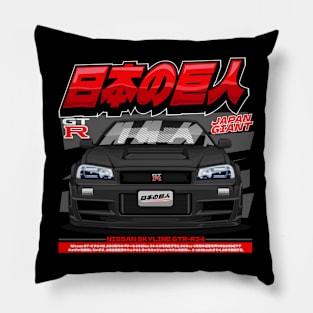 NISSAN SKYLINE GTR-R34(FRONT-BLACK) Pillow