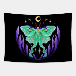 Magical Luna moth green and purple Tapestry