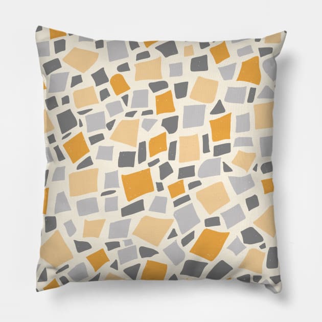 Broken Tiles Mosaic Pattern Chrome Yellow Color Background GC-120-7 Pillow by GraphicCharms