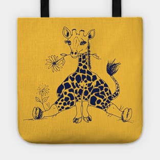 Cute Baby Giraffe with Flower in Mouth Tote