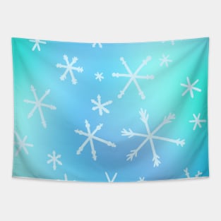 Unique Snowflakes on Blue Gradient Background Tapestry