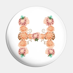 Letter H Floral Pin