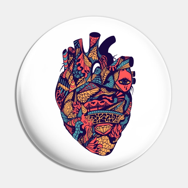 Retro Triad Transparent Heart Pin by kenallouis