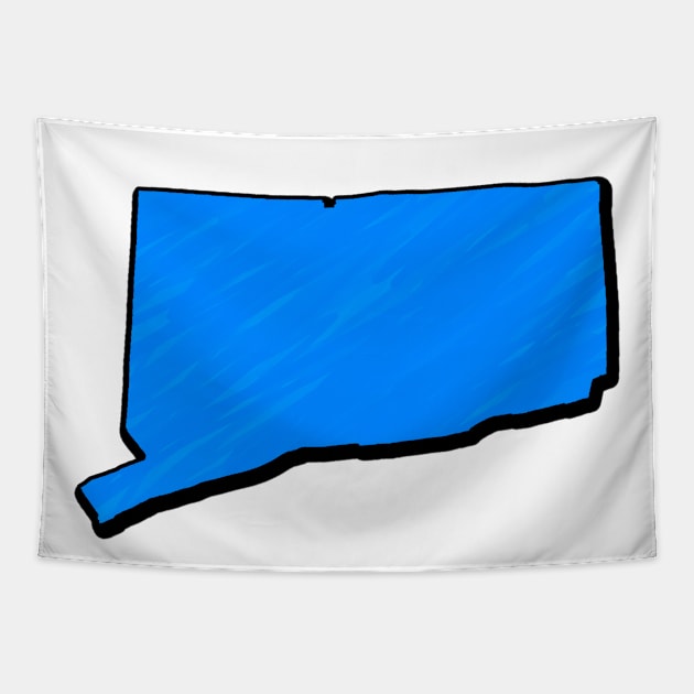 Bright Blue Connecticut Outline Tapestry by Mookle