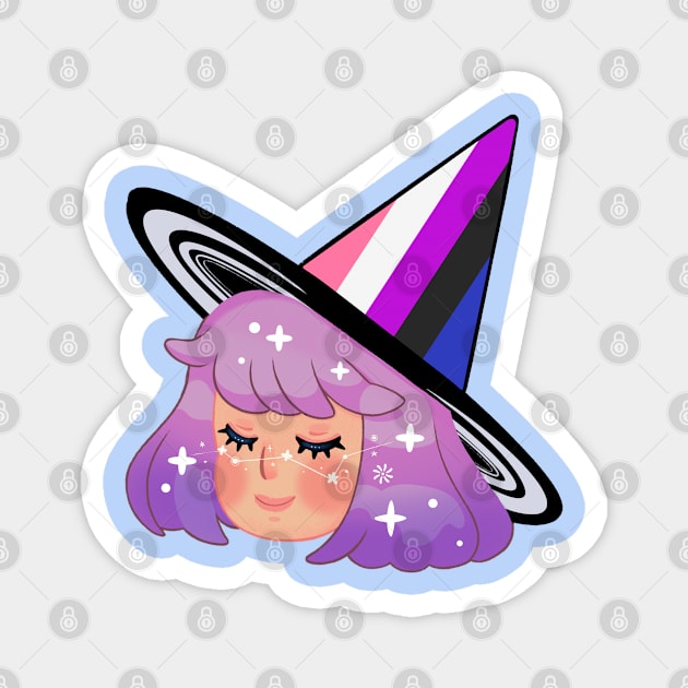 Genderfluid Witch Pride Magnet by Leyawa Illustrations