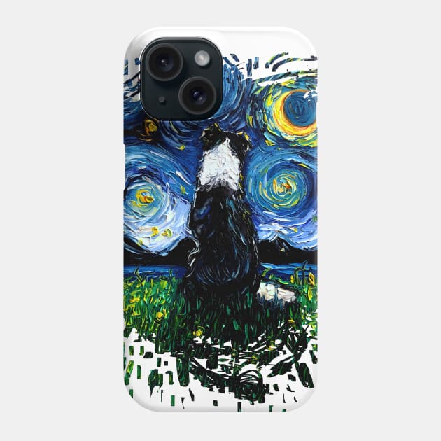 Border Collie Night 3 (splash version) Phone Case by sagittariusgallery