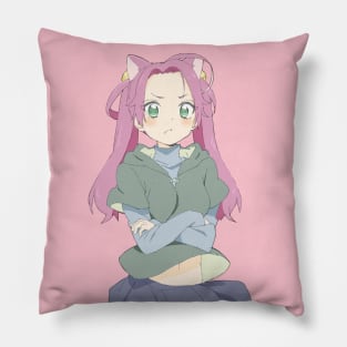 Pink Angry Catgirl Pillow