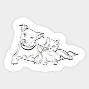 Dog And Cat Love Stickers Teepublic