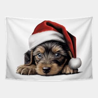 Christmas Peeking Puppy Tapestry