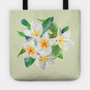 Tropical Frangipani - green mist Tote