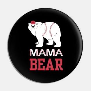 Mama Bear, White Bear, Baseball Mom Pin