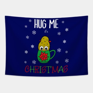 Hug Me It's Christmas - Small Christmas Cactus In Poinsettia Mug Tapestry