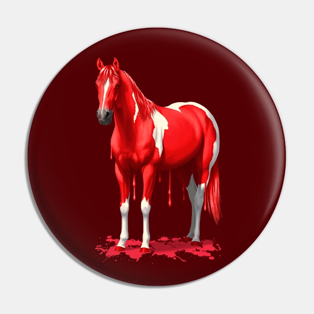 Funny Red Pinto Dripping Wet Paint Horse Pin by csforest