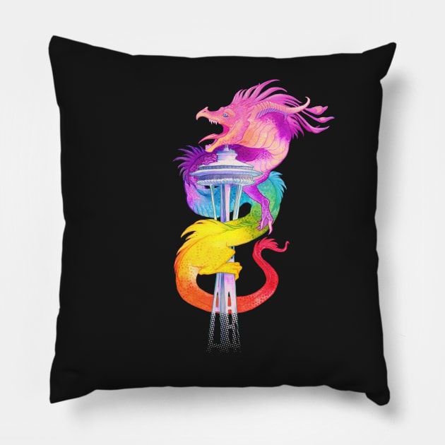 Seattle Pride Dragon Pillow by charamath