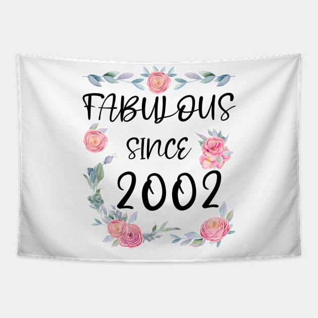 Women 19 Years Old Fabulous Since 2002 Flowers Tapestry by artbypond