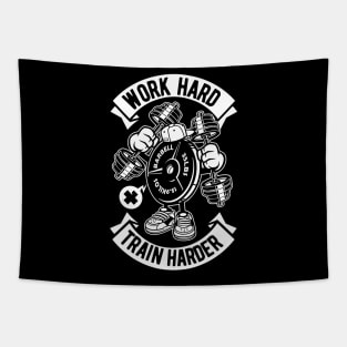 Work Hard Train Harder - Gym Workout Tapestry