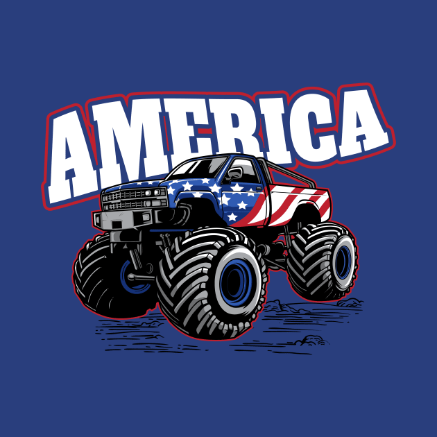 America: Stars and Stripes Monster Truck // Funny Merica 4th of July by SLAG_Creative