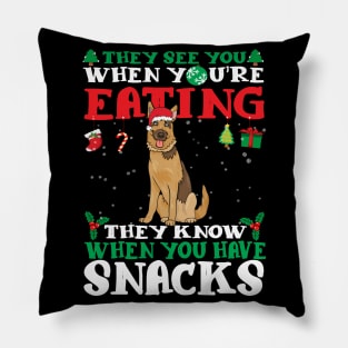 Christmas Dog Eating Snacks Pillow