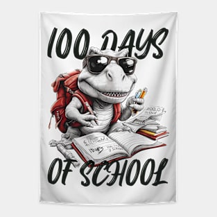 100 days of school T-Rex With Glasses Tapestry