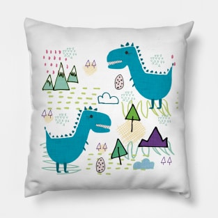 Cool T-rex Fun party teal Pillow