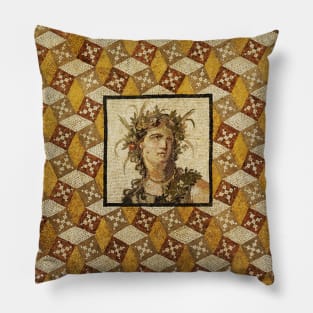 SPRING PORTRAIT WITH FLOWER GARLAND Antique Roman Mosaics of Antioch Pillow