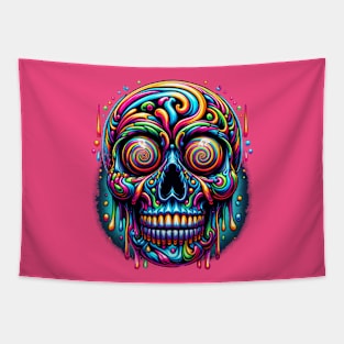 melting trippy skull Tapestry